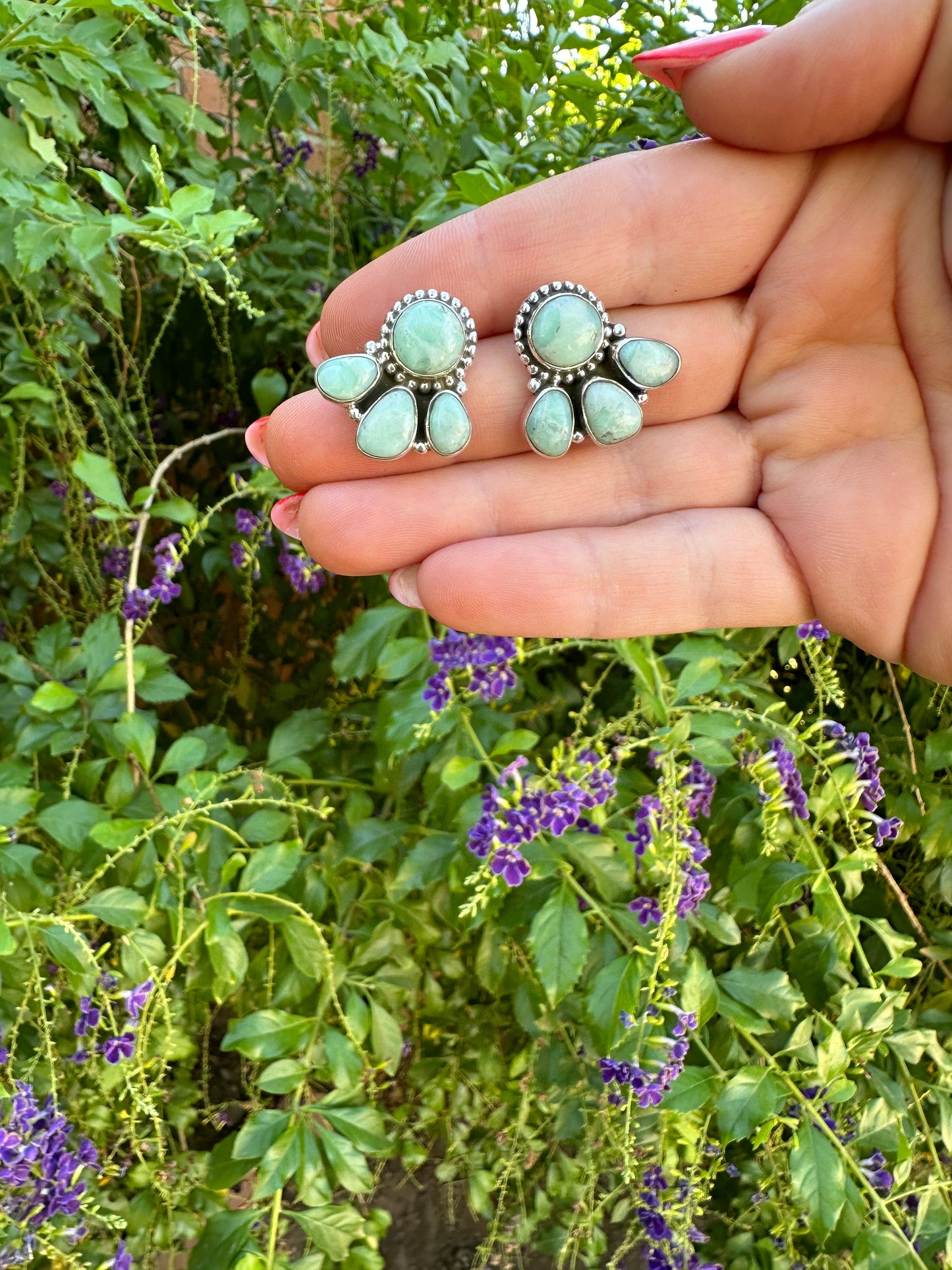 Nizhoni “The Backroads” Paloma Turquoise & Sterling Silver 4 Stone Earrings Handmade