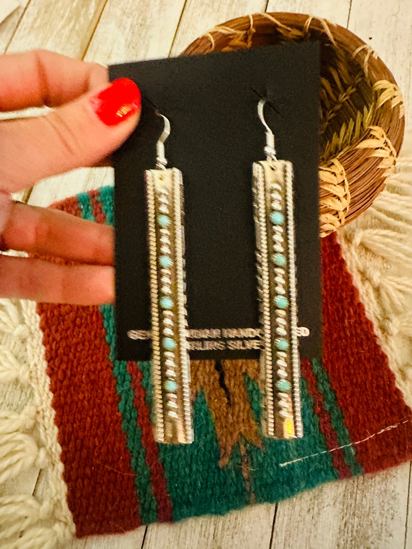 Navajo Turquoise & Sterling Silver Dangle Earrings