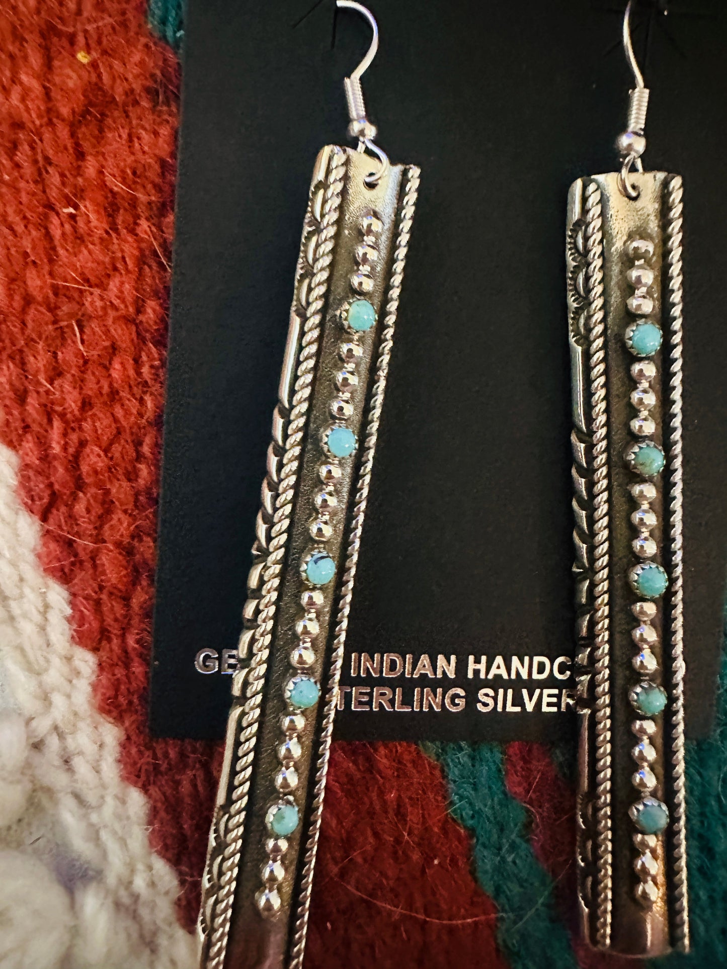 Navajo Turquoise & Sterling Silver Dangle Earrings