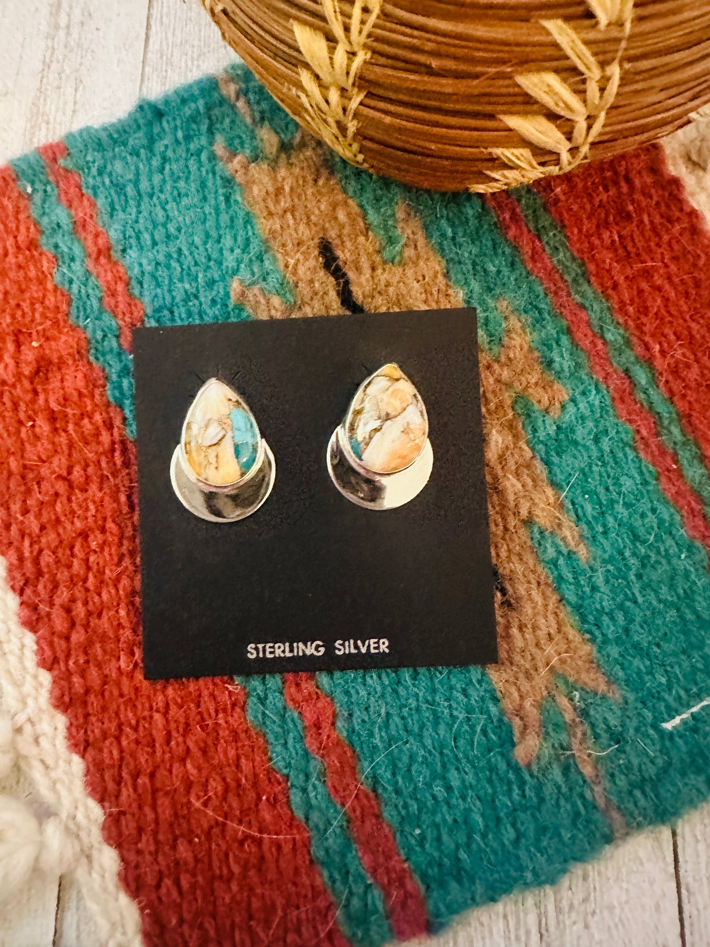 Navajo Spice & Sterling Silver Post Earrings