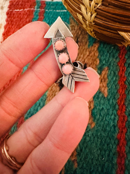 Navajo Queen Pink Conch & Sterling Silver Arrow Earring