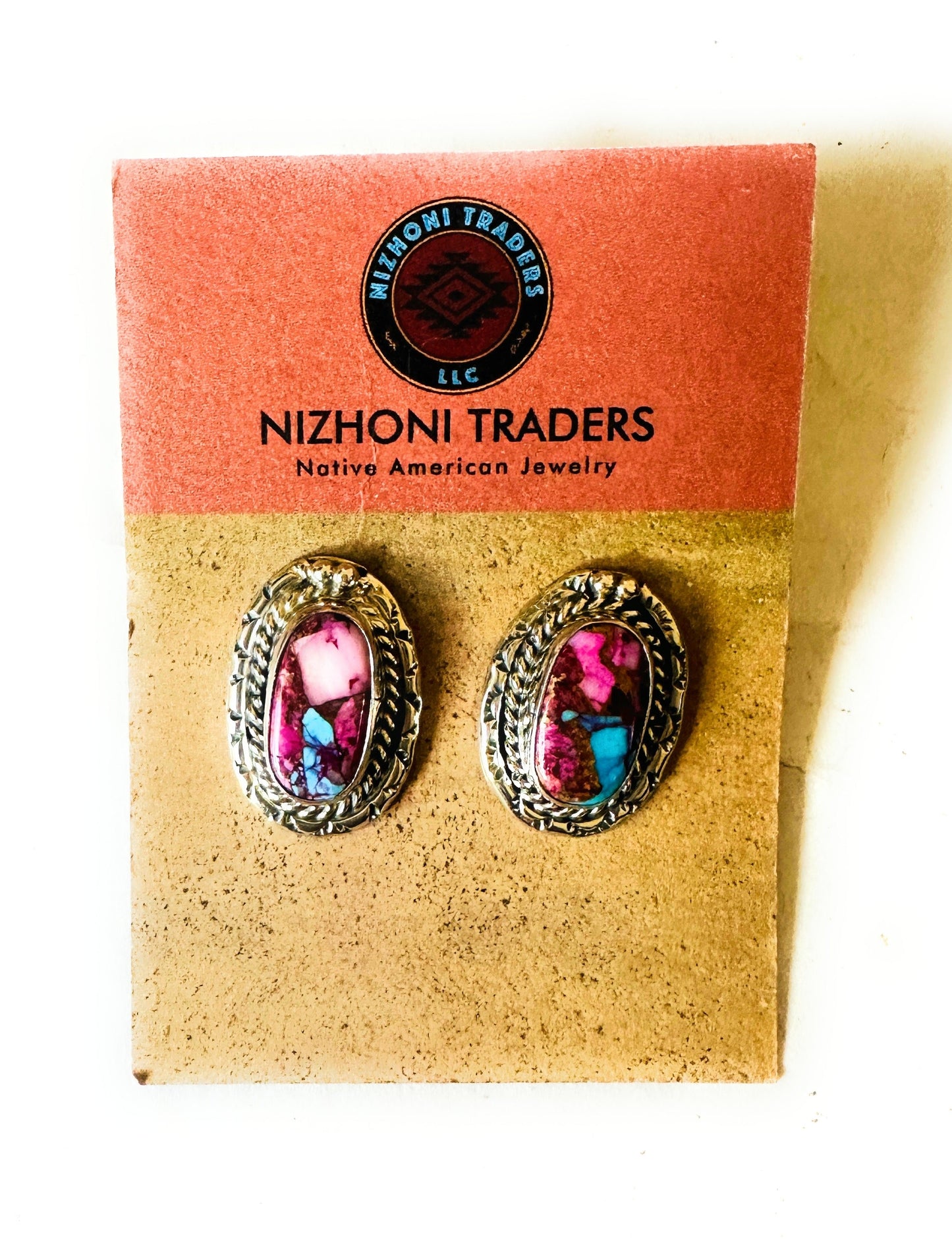 Navajo Pink Dream Mojave & Sterling Silver Post Earrings