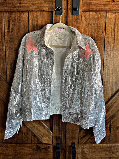 Silver/Star Sequin Fringe Jacket