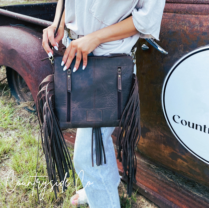 Sierra Cowhide Fringe Concealed Carry  Purse