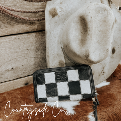 Stockyard Checkered Cowhide Wallet by Countryside Co.