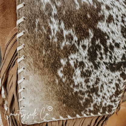 Bessie Cowhide Suede Fringe Purse by Countryside Co.