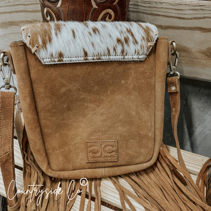 Bessie Cowhide Suede Fringe Purse by Countryside Co.