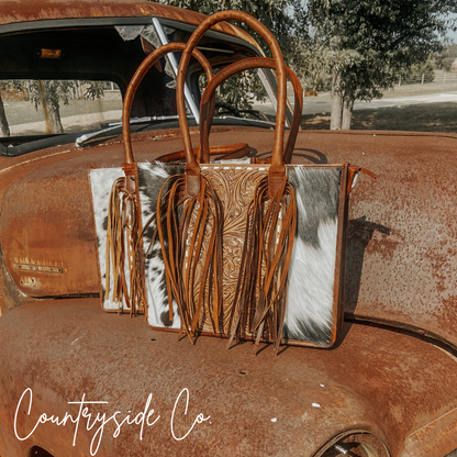 Jesse Cowhide and Tooled Leather Bag by Countryside Co.