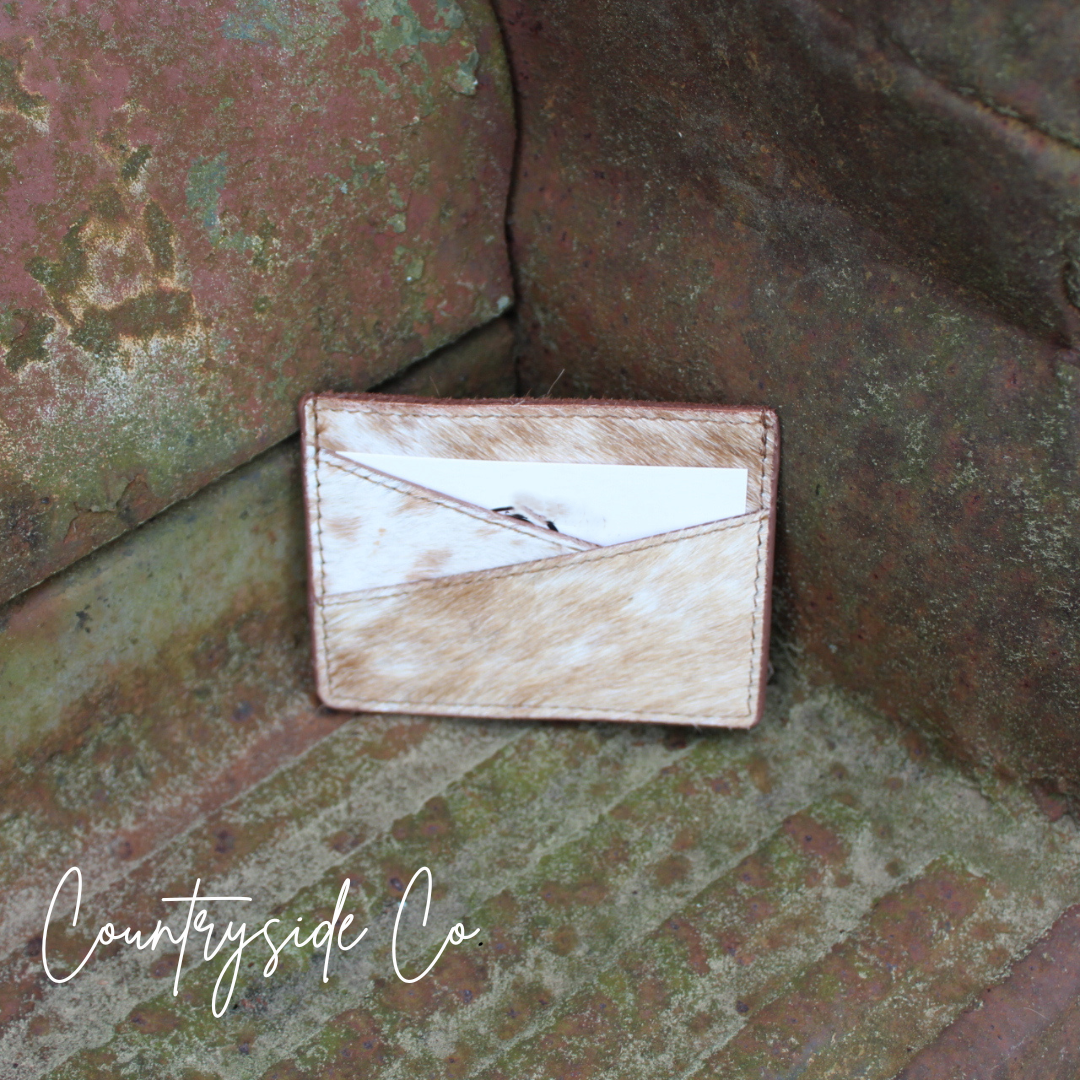 Mocha Cream Cowhide Credit Card Holder