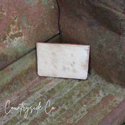 Mocha Cream Cowhide Credit Card Holder