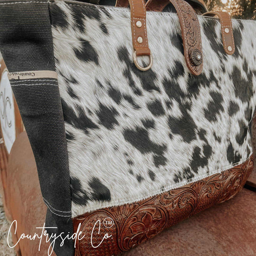 Darby Cowhide Carry All Bag by Countryside Co. Overnight bag, Computer bag