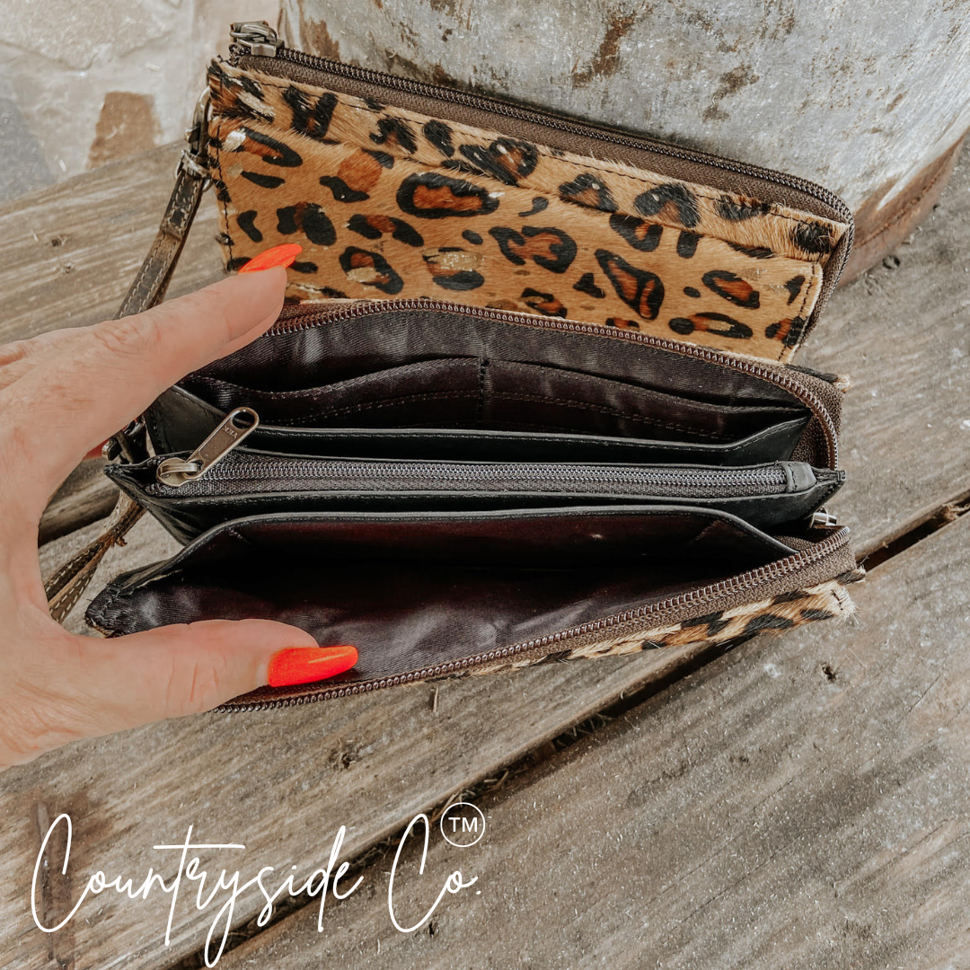 Cheetah Cowhide Wallet - Wristlet