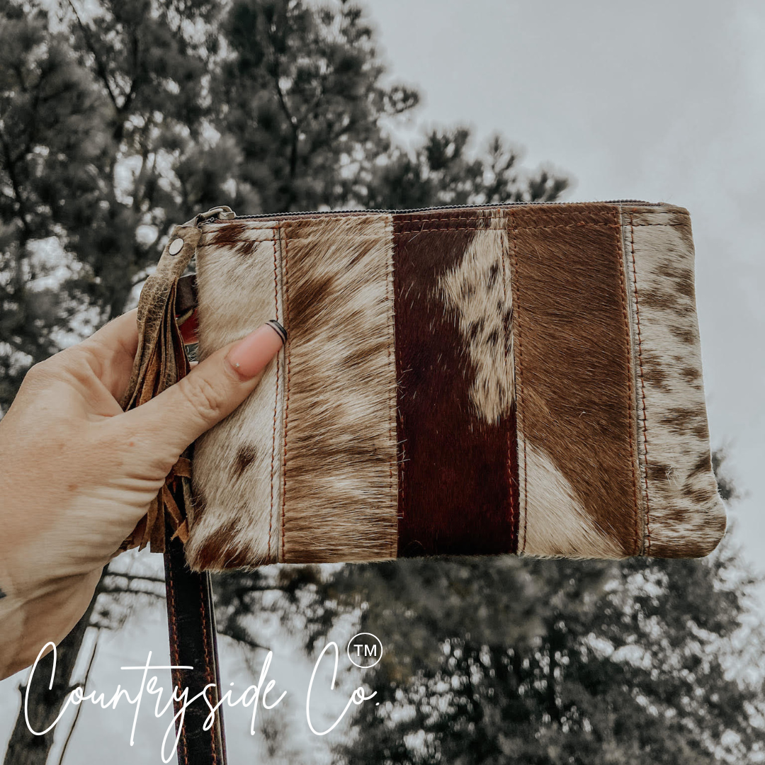 High Road Patchwork Cowhide Wristlet