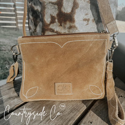 Becca Boot Stitch Suede Purse with Wristlet by Countryside Co.