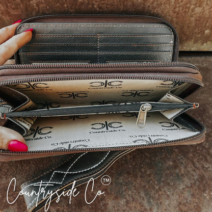 Boot Stitch Leather Wallet Wristlet by Countryside Co.