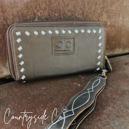 Boot Stitch Leather Wallet Wristlet by Countryside Co.