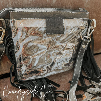 Harper Tooled Leather Clear Fring Purse, Festival Bag