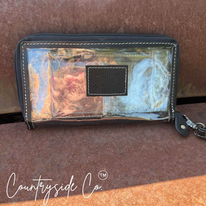 Scarlett Tooled Leather Clear Wristlet - Wallet