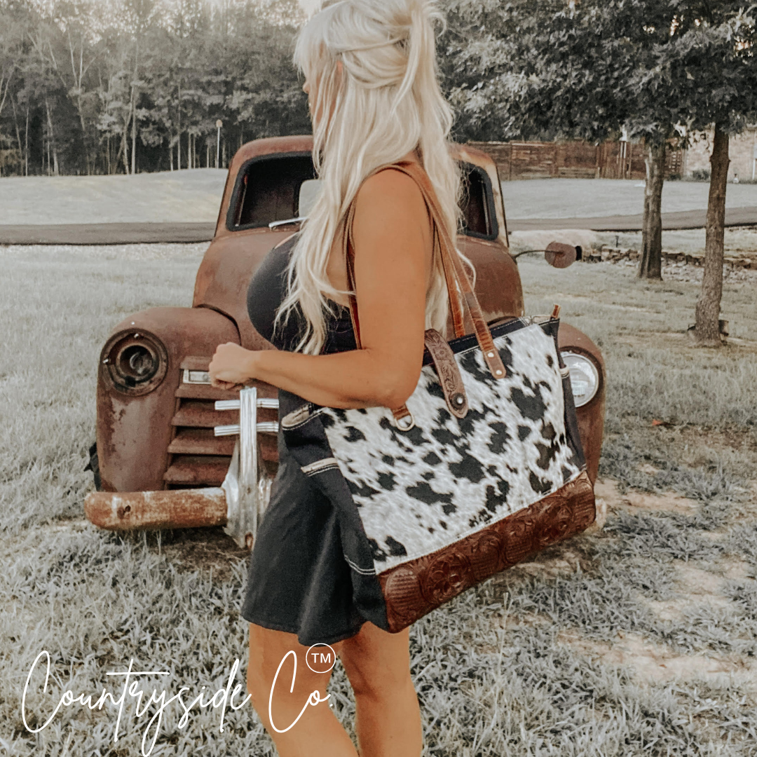 Darby Cowhide Carry All Bag by Countryside Co. Overnight bag, Computer bag