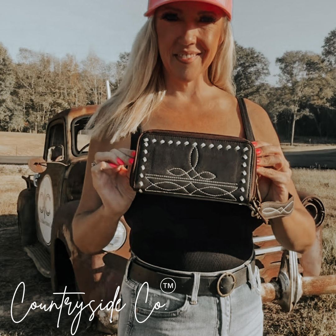 Boot Stitch Leather Wallet Wristlet by Countryside Co.