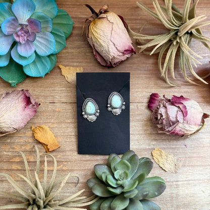 34 - Sterling Silver Dry Creek Turquoise Stud Earrings by Shay Pfeiffer