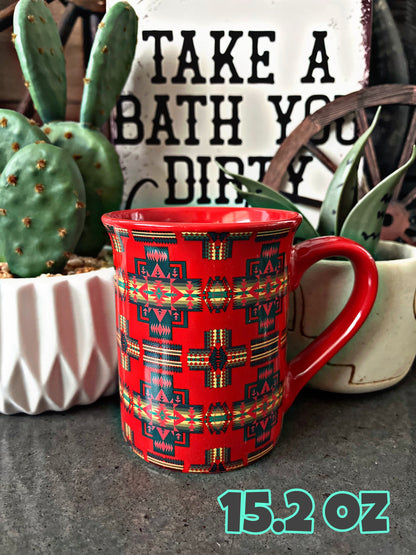 Ceramic Aztec Coffee Mugs 15.2 oz