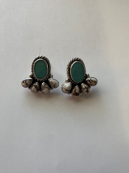 “Turquoise Gallop” Nizhoni Wild Horse, Turquoise & Sterling Silver Post Earrings