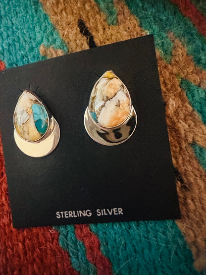 Navajo Spice & Sterling Silver Post Earrings