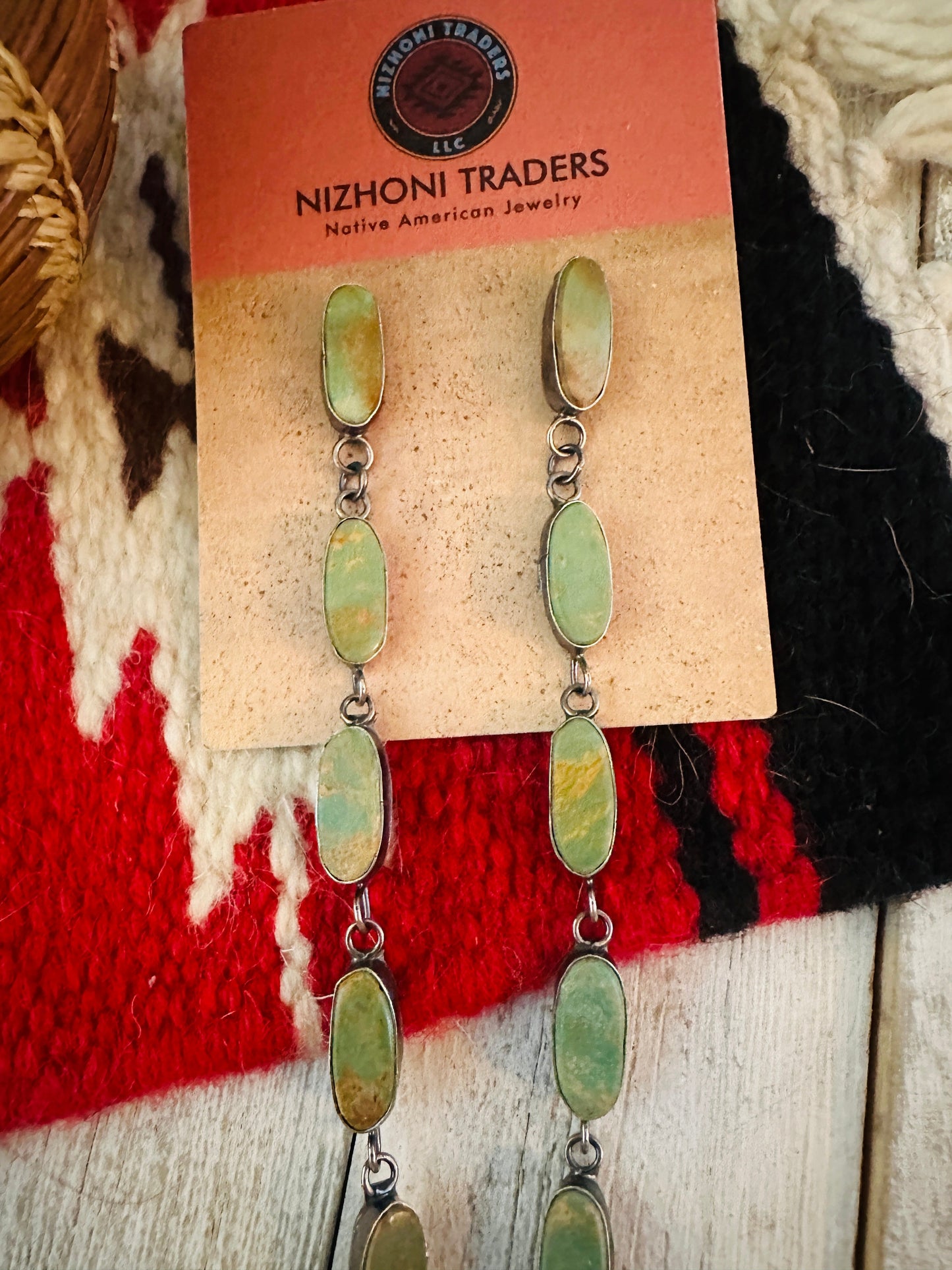 Navajo Royston Turquoise And Sterling Silver Dangle Earrings by Jacqueline Silver