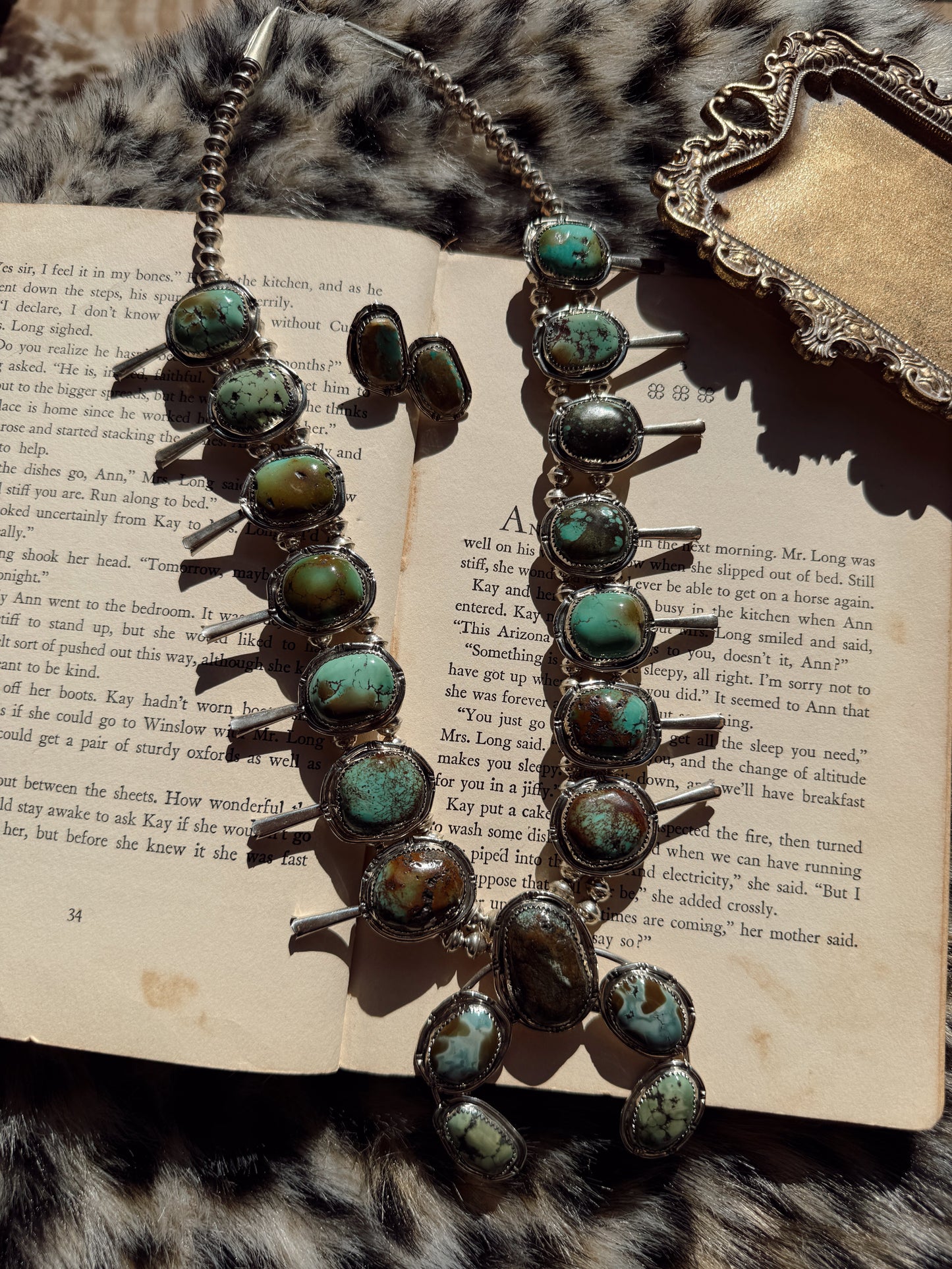 The Sonoran Gold Squash Blossom Necklace with Earrings