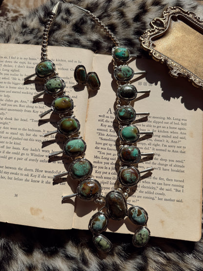 The Sonoran Gold Squash Blossom Necklace with Earrings