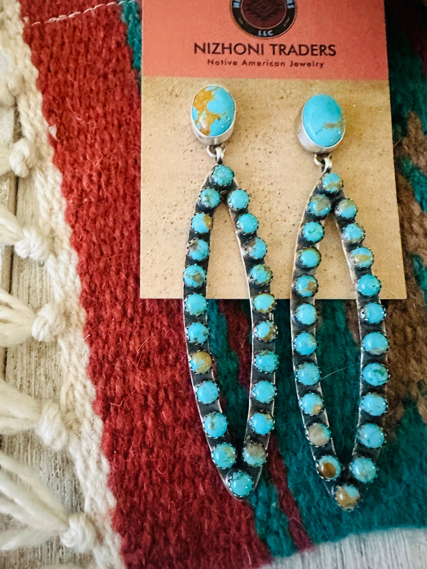 Navajo Sterling Silver & Turquoise Dangle Earrings