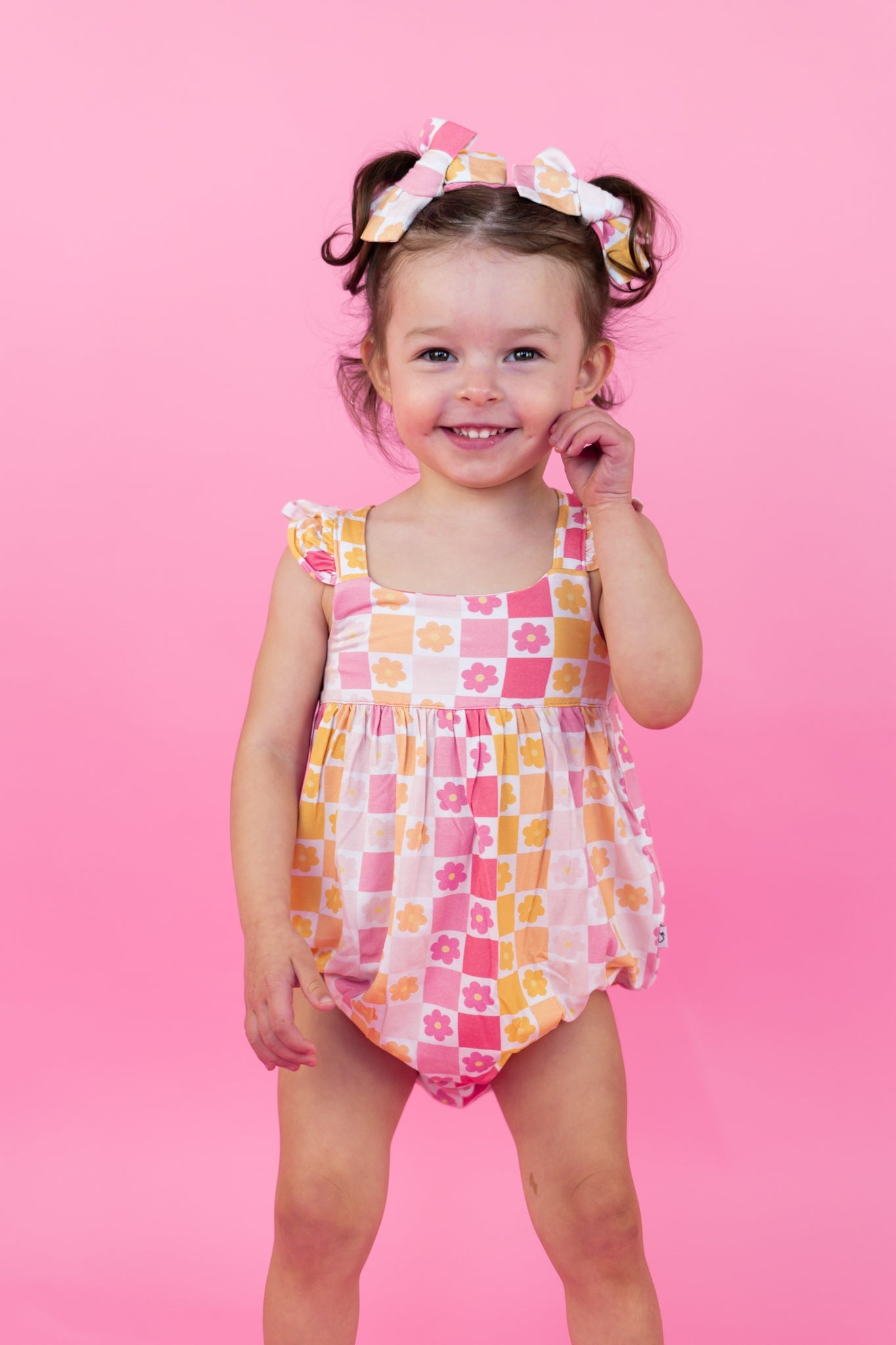 SUMMER SUNSET CHECKERS DREAM BUBBLE ROMPER