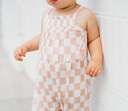 SANDY CHECKERS DREAM SMOCKED JUMPSUIT