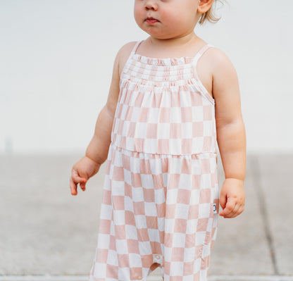 SANDY CHECKERS DREAM SMOCKED JUMPSUIT