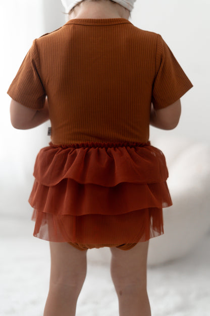 COPPER RIB DREAM TUTU BODYSUIT DRESS