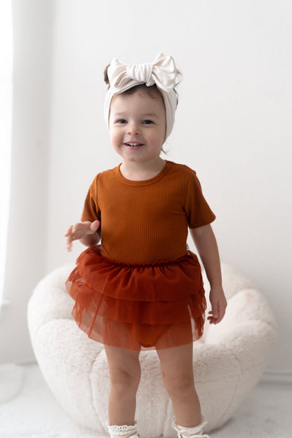 COPPER RIB DREAM TUTU BODYSUIT DRESS