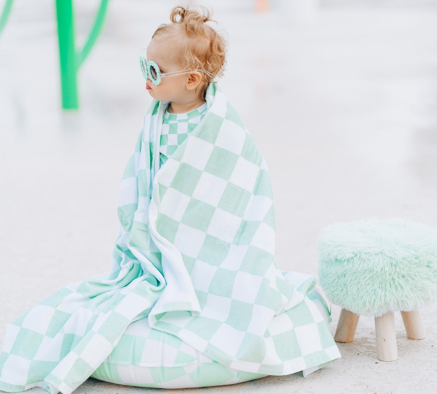 MINT CHECKERS DREAM TOWEL