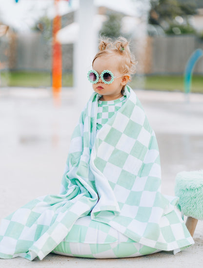 MINT CHECKERS DREAM TOWEL