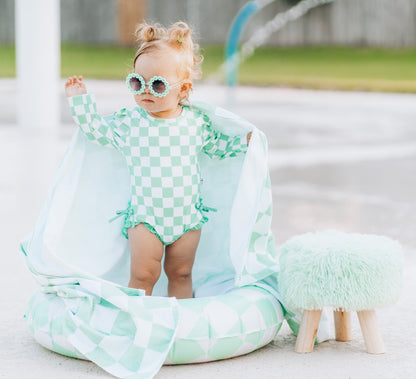 MINT CHECKERS DREAM TOWEL