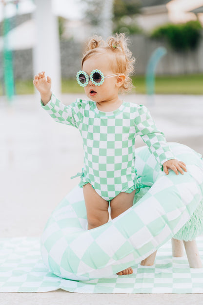 MINT CHECKERS DREAM TOWEL