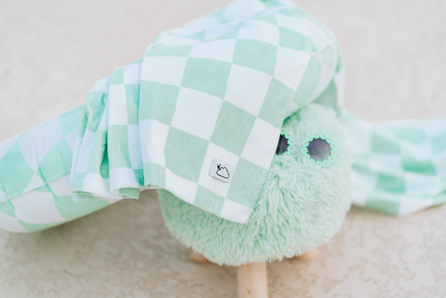 MINT CHECKERS DREAM TOWEL