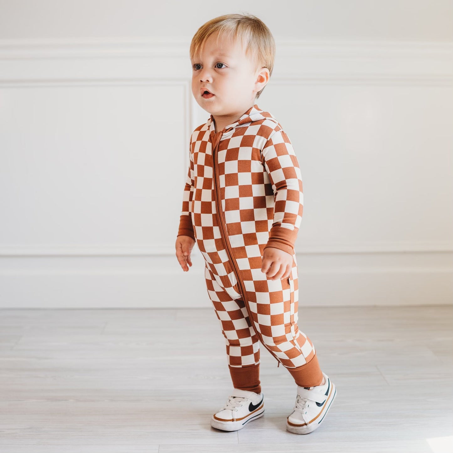 COPPER CHECKERS DREAM ROMPER HOODIE