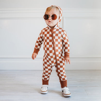 COPPER CHECKERS DREAM ROMPER HOODIE