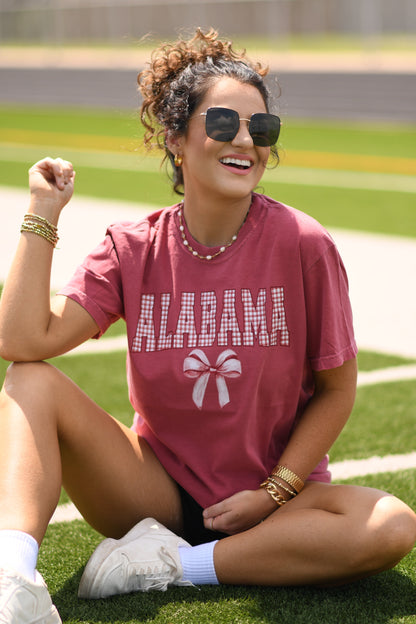 Alabama Gingham Bow Tee