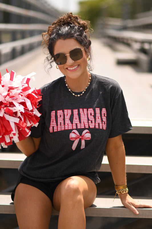 Arkansas Gingham Bow Tee