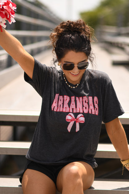 Arkansas Gingham Bow Tee