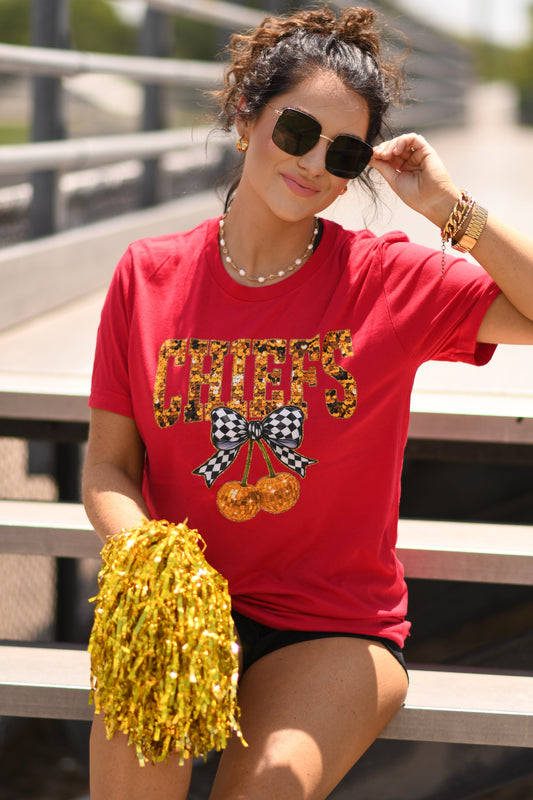 Chiefs Cherries Faux Sequins Tee