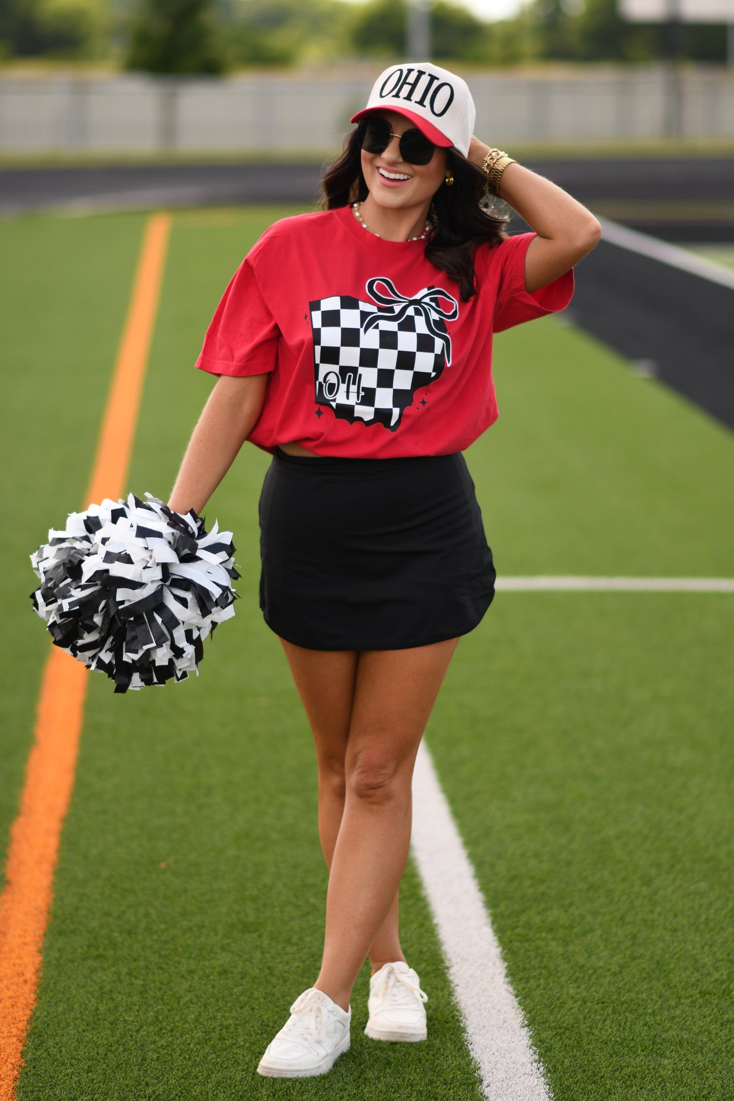 OH Checkered State Bow Tee