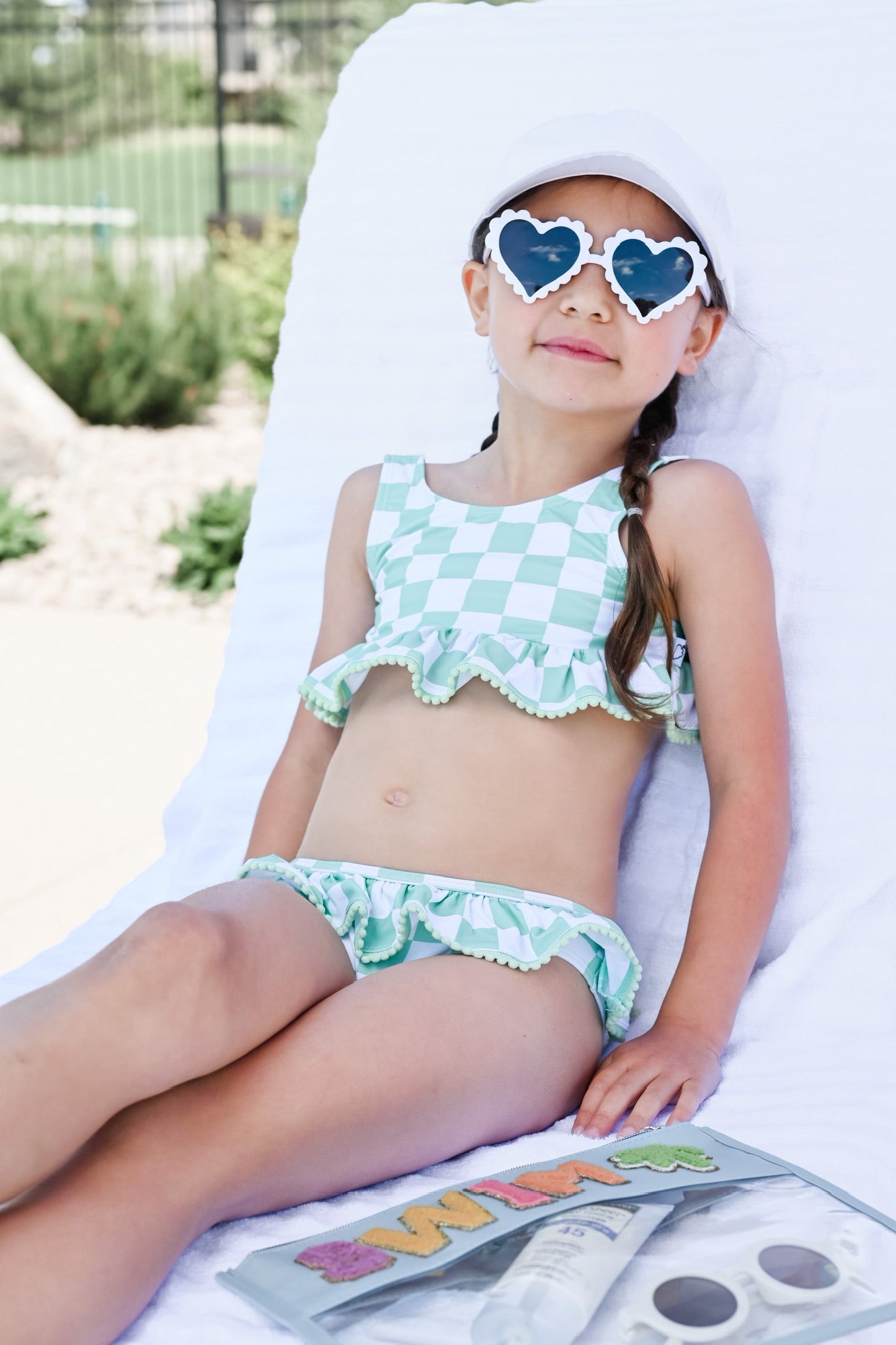 MINT CHECKERS DREAM TANKINI TWO PIECE SWIM SUIT